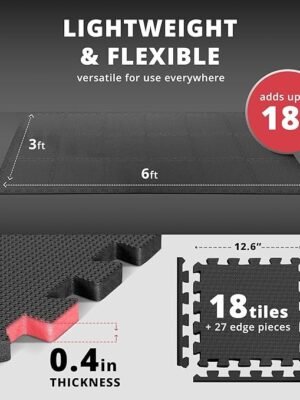 Interlocking EVA Foam Gym Flooring Set – 18-Piece Protective Exercise Mats