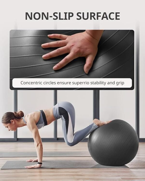 Yoga & Exercise Ball – Stability Ball for Fitness, Pregnancy & Office Use (Pump Included)